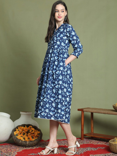 Aaradhya Fashion Floral Print A-Line Midi Dress - Image 6