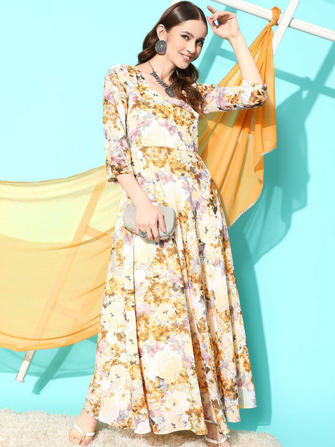 AADVIKA Women Floral Printed Floral Georgette Blend Anarkali Kurta - Image 5