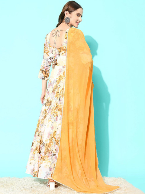 AADVIKA Women Floral Printed Floral Georgette Blend Anarkali Kurta - Image 3