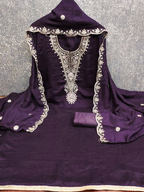 Leeza Store Embroidered Pure Cotton Unstitched Dress Material - Image 5