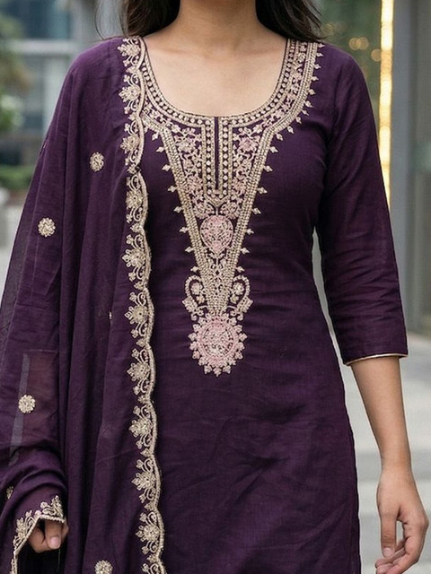 Leeza Store Embroidered Pure Cotton Unstitched Dress Material - Image 2