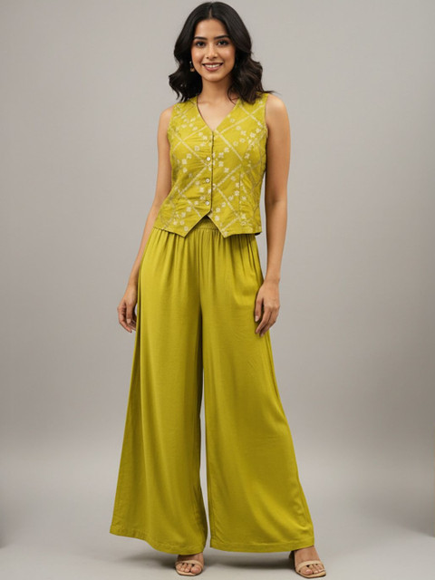 fusion by glitchez Embellished Vest Top with Palazzos