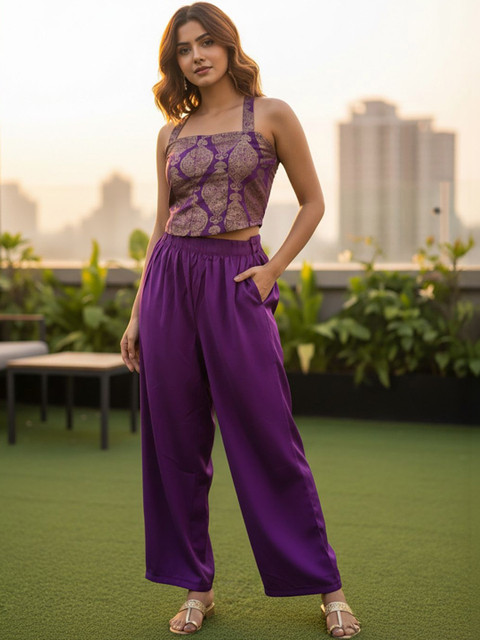 fusion by glitchez Woven Design Top with Palazzos