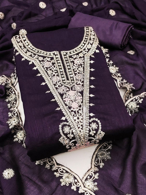 Leeza Store Embroidered Pure Cotton Unstitched Dress Material - Image 4