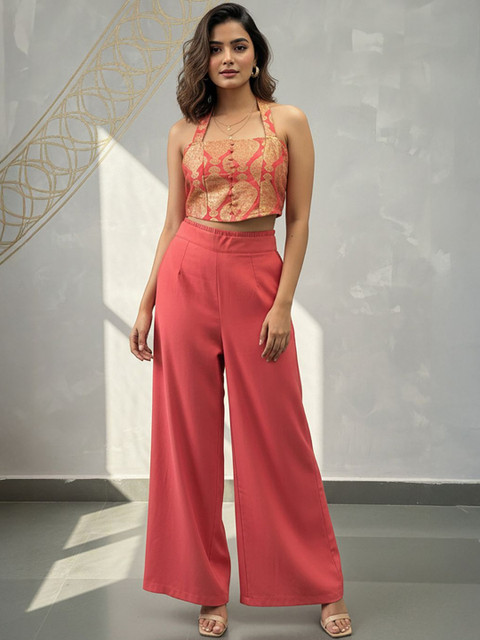fusion by glitchez Woven Design Top with Palazzos