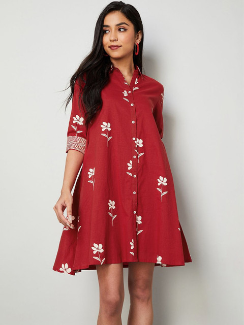Colour Me by Melange Floral Print Shirt Dress