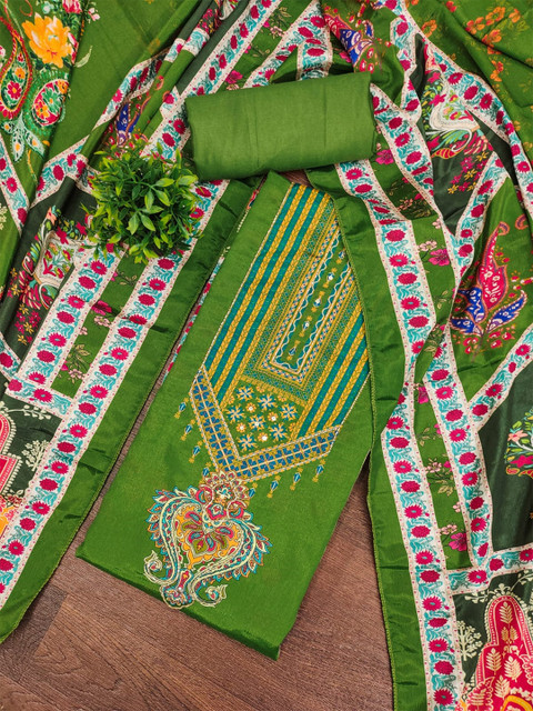 Rangtulika Ethnics Embroidered Unstitched Dress Material