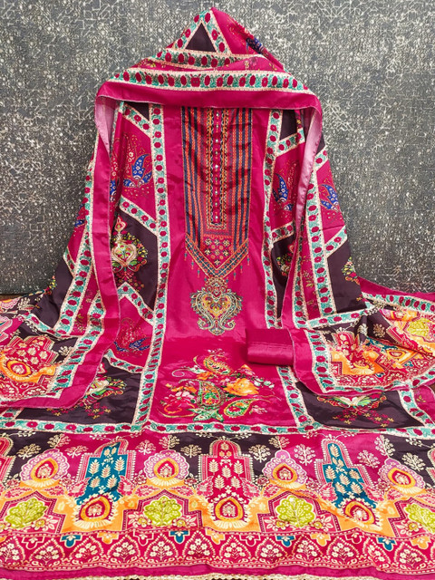 Rangtulika Ethnics Printed Unstitched Dress Material - Image 3