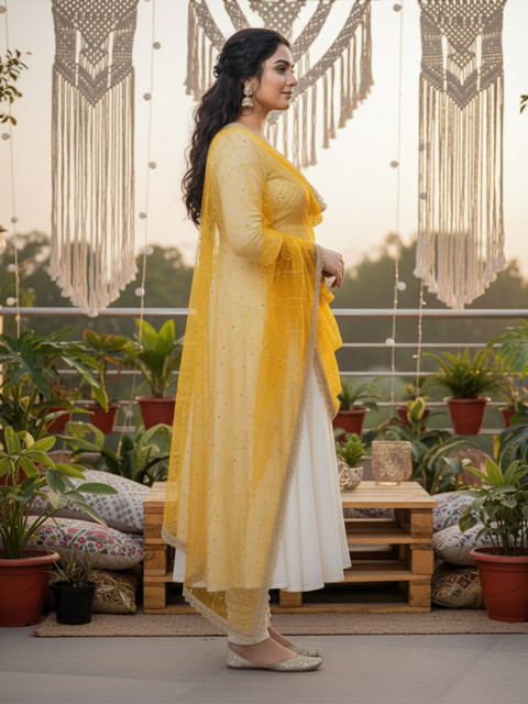 Komurr Embroidered Dupatta with Sequinned - Image 3