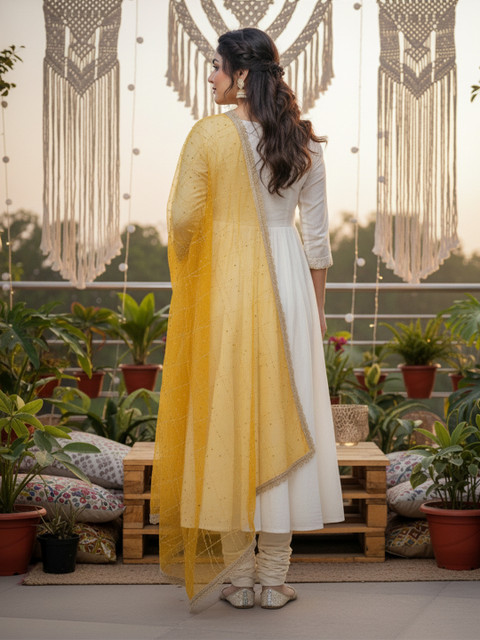 Komurr Embroidered Dupatta with Sequinned - Image 4