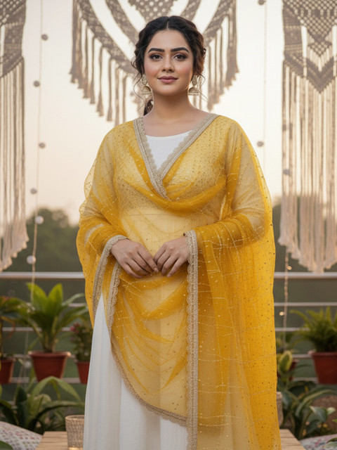 Komurr Embroidered Dupatta with Sequinned - Image 2