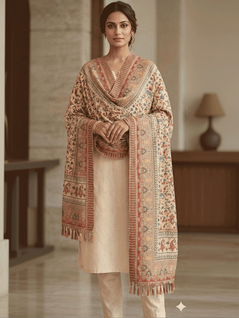 Trendzmy Ethnic Motifs Woven Design Dupatta with Thread Work