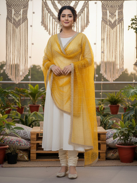 Komurr Embroidered Dupatta with Sequinned