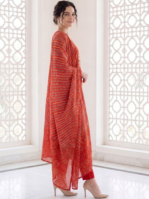 Indo Era Women Ethnic Motifs Printed Regular Mirror Work Pure Cotton Kurta with Trousers & With Dupatta - Image 3