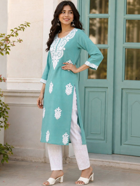 Anouk Mirage Women Ethnic Motifs Embroidered Chikankari Kurta - Image 3