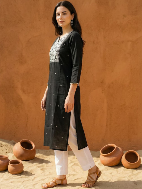 Indo Era Women Ethnic Motifs Embroidered Thread Work Kurta - Image 3
