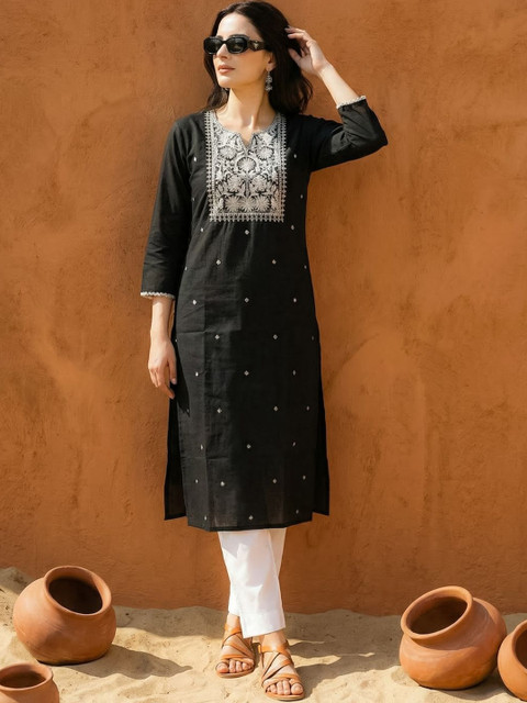 Indo Era Women Ethnic Motifs Embroidered Thread Work Kurta - Image 5