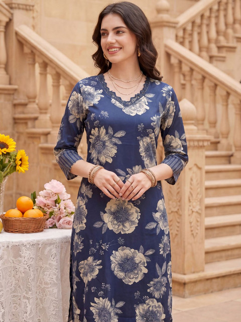 Indo Era Women Floral Printed Regular Kurta with Trousers & With Dupatta - Image 2