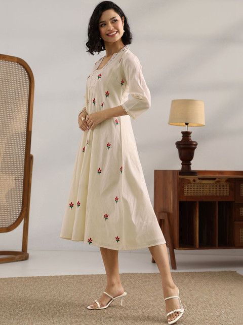 Libas Floral Embroidered Fit & Flare Midi Dress - Image 2