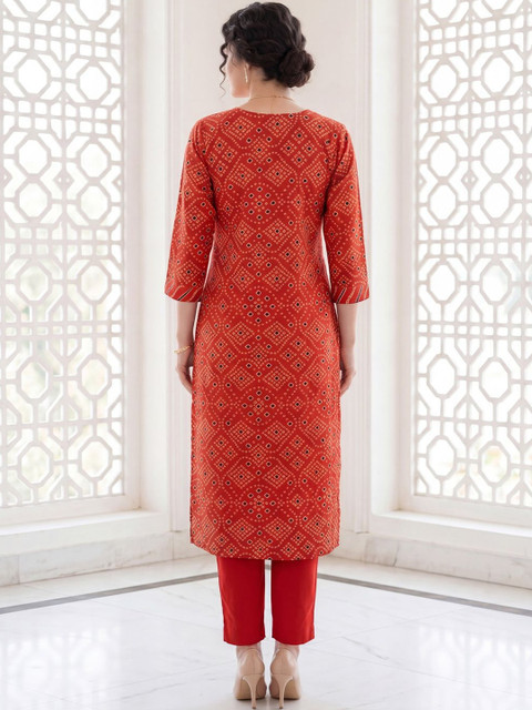 Indo Era Women Ethnic Motifs Printed Regular Mirror Work Pure Cotton Kurta with Trousers & With Dupatta - Image 4