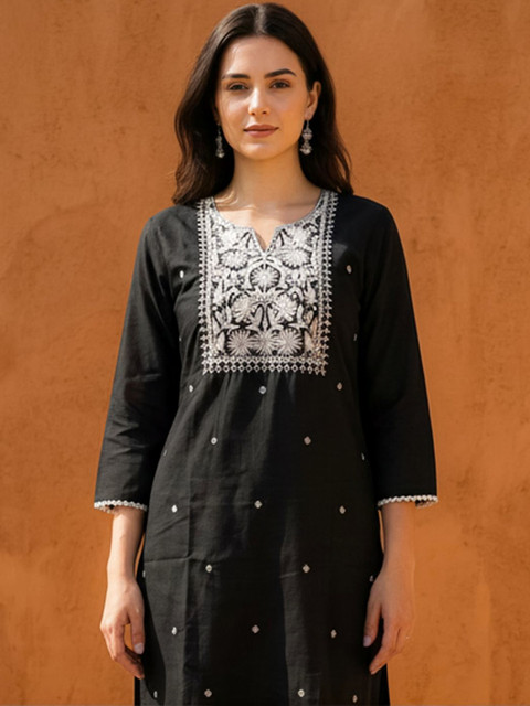 Indo Era Women Ethnic Motifs Embroidered Thread Work Kurta - Image 2