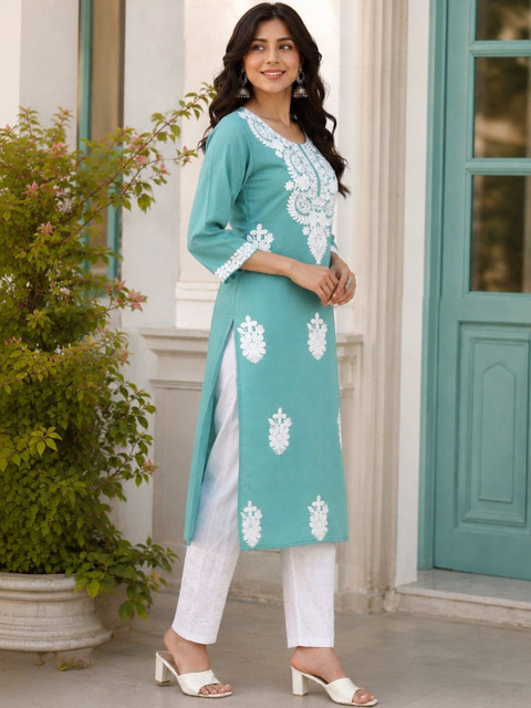 Anouk Mirage Women Ethnic Motifs Embroidered Chikankari Kurta - Image 2