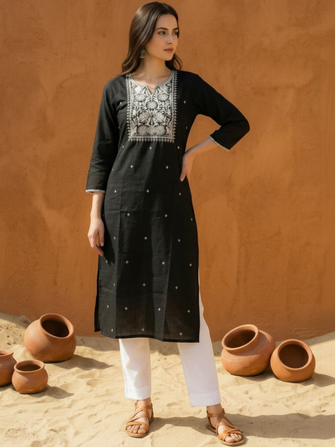 Indo Era Women Ethnic Motifs Embroidered Thread Work Kurta - Image 4