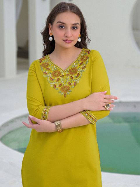 SKYLEE Embroidered Tunic with Palazzos