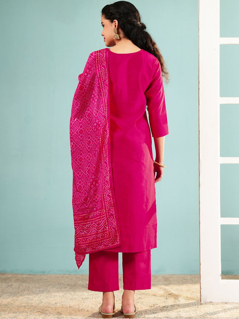 KALINI Women Ethnic Motifs Embroidered Regular Mirror Work Kurta with Trousers & With Dupatta - Image 3