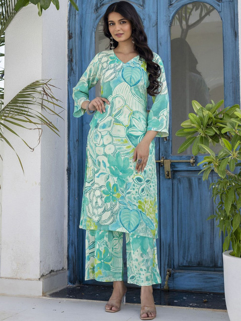 SKYLEE Tropical Printed Tunic with Palazzos - Image 2