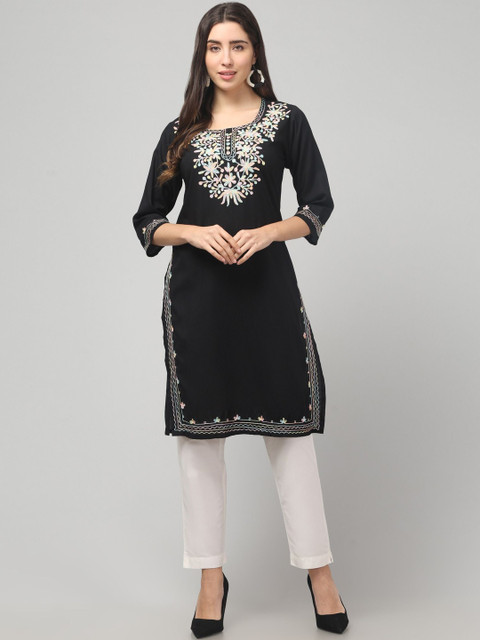 ILMA CREATION Women Floral Embroidered Thread Work Kurta