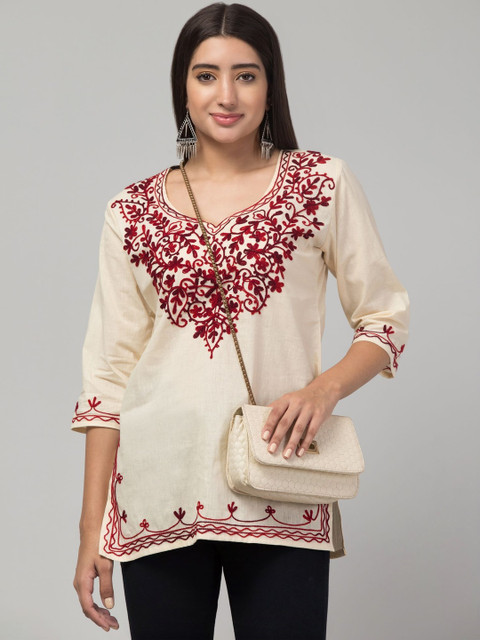ILMA CREATION Women Ethnic Motifs Embroidered Thread Work Kurta