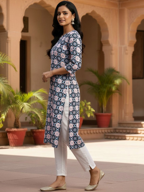 Milvia Women Ethnic Motifs Printed Crepe Kurta - Image 5