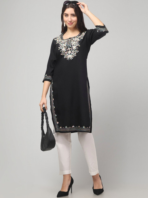 ILMA CREATION Women Floral Embroidered Thread Work Kurta - Image 6