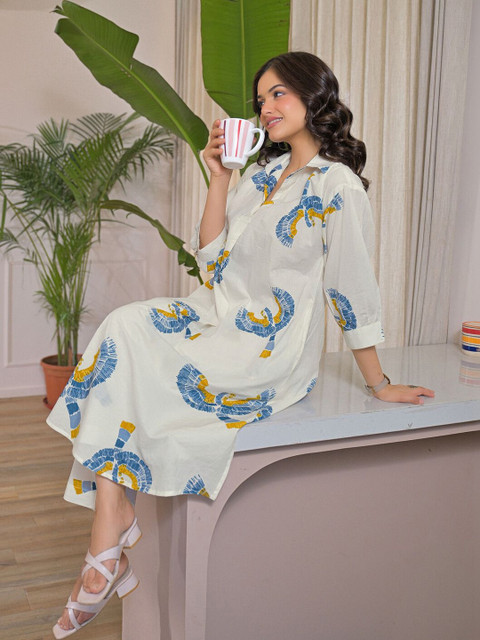 Anouk Rustic Printed Off White Cotton Co Ords for Women - Image 4