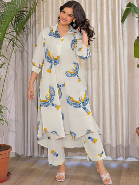 Anouk Rustic Printed Off White Cotton Co Ords for Women - Image 7