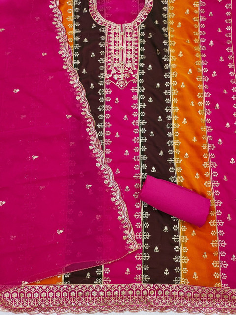 Rangtulika Ethnics Embroidered Unstitched Dress Material - Image 3