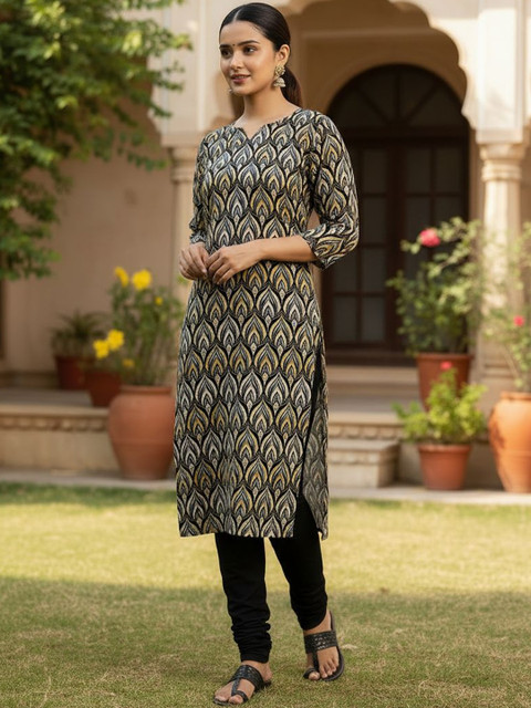 Milvia Women Paisley Printed Indie Prints Crepe Kurta - Image 5