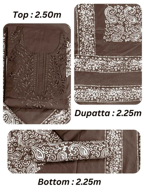 Bombay Batik Embroidered Pure Cotton Unstitched Dress Material - Image 5
