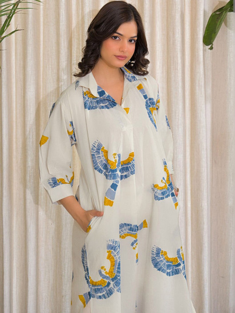 Anouk Rustic Printed Off White Cotton Co Ords for Women - Image 2