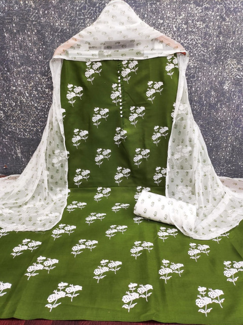 Panzora Printed Pure Cotton Unstitched Dress Material - Image 3