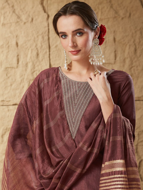 Fabhuman Women Regular Thread Work Kurta with Trousers & With Dupatta - Image 5