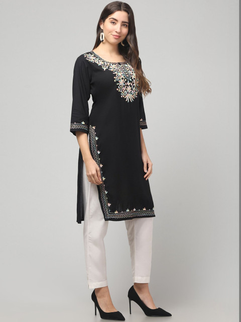 ILMA CREATION Women Floral Embroidered Thread Work Kurta - Image 5