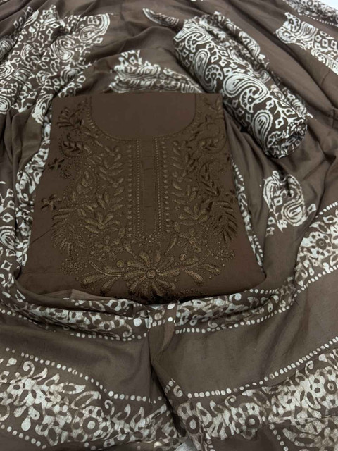 Bombay Batik Embroidered Pure Cotton Unstitched Dress Material - Image 3