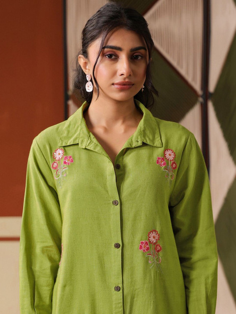 SKYLEE Embroidered Shirt with Trousers - Image 2