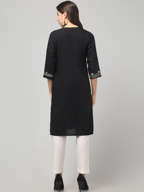 ILMA CREATION Women Floral Embroidered Thread Work Kurta - Image 2