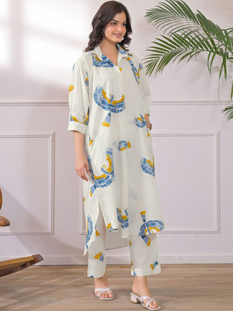 Anouk Rustic Printed Off White Cotton Co Ords for Women - Image 6