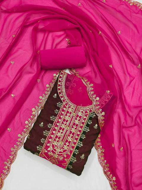 Rangtulika Ethnics Embroidered Unstitched Dress Material - Image 2