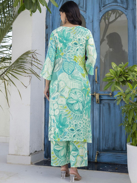 SKYLEE Tropical Printed Tunic with Palazzos - Image 3