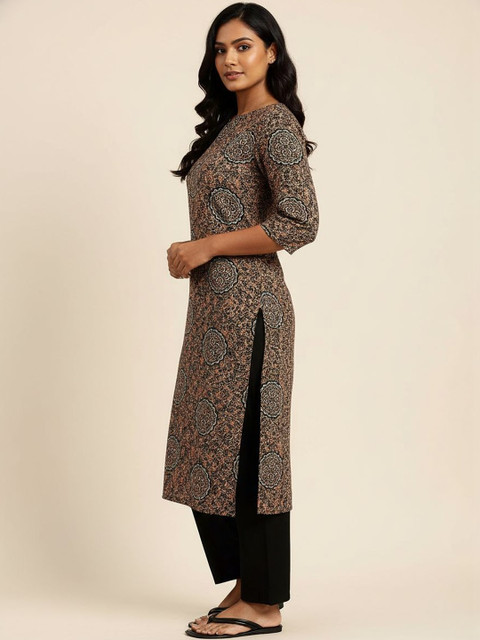 Milvia Women Ethnic Motifs Printed Indie Prints Crepe Kurta - Image 5